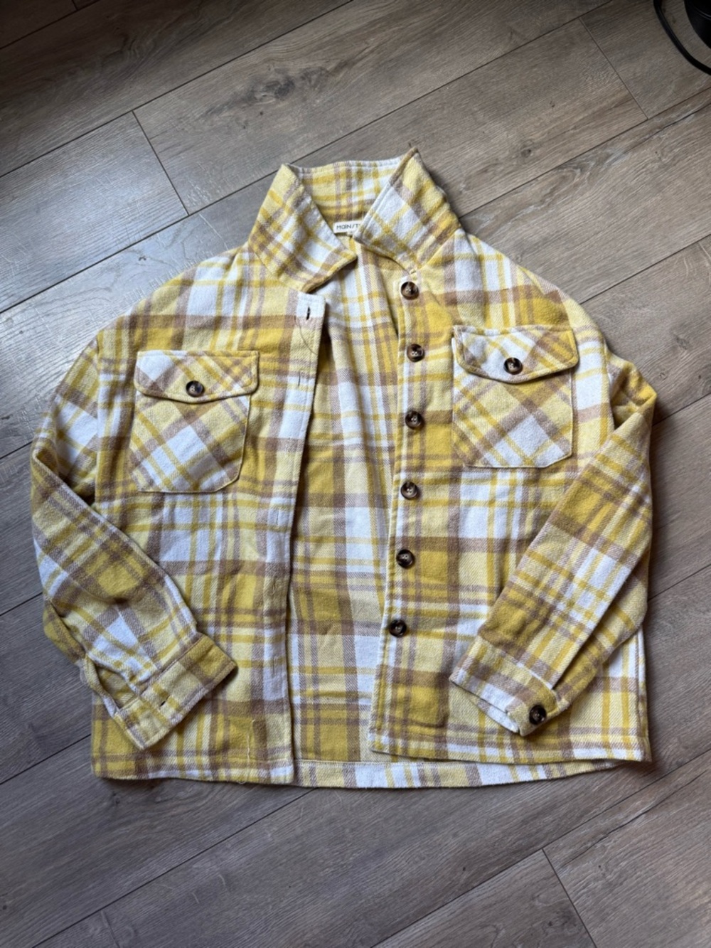 Main Strip Yellow and Cream Plaid Button-Up